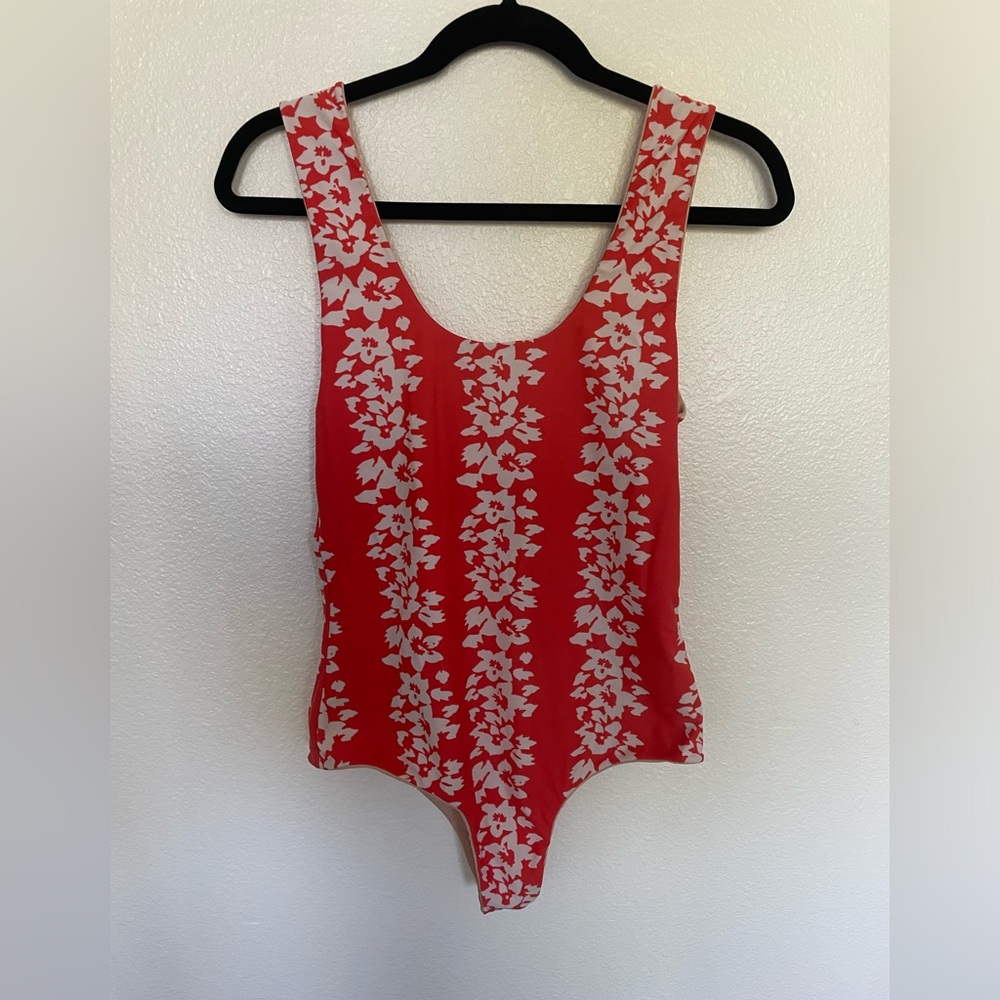 Posh Pua Orange and White Tropical One piece Swimsuit